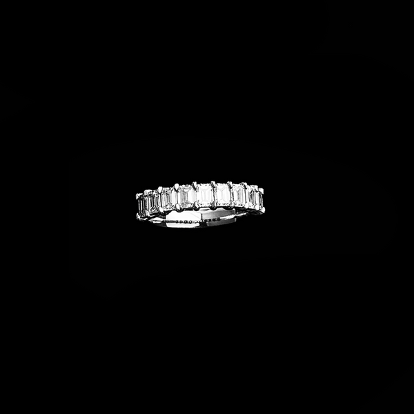 Half Eternity Ring, Emerald Cut Half Eternity Ring, 14K Diamond Ring