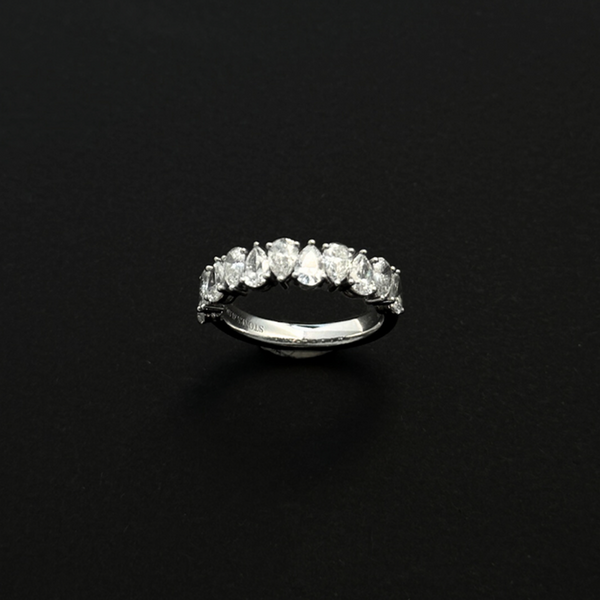 Half Eternity Ring, Pear Cut Half Eternity Ring, 14K Diamond Ring