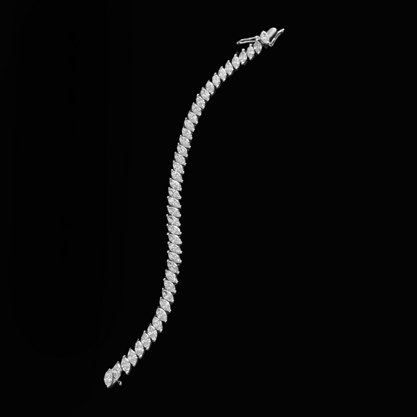 14k Gold Marquise-Cut Lab-Grown Diamond Tennis Bracelet 0.15ct