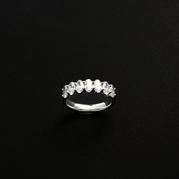 Half Eternity Ring, Oval Cut Half Eternity Ring, 14K Diamond Ring